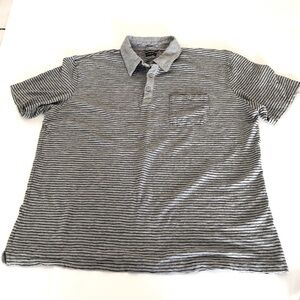 Vintage Y2K Levi’s Grey Striped Cotton Polo Shirt Short Sleeve Size XL Blokecore